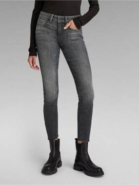 Mid-Rise Grey Ankle Skinny Jeans
